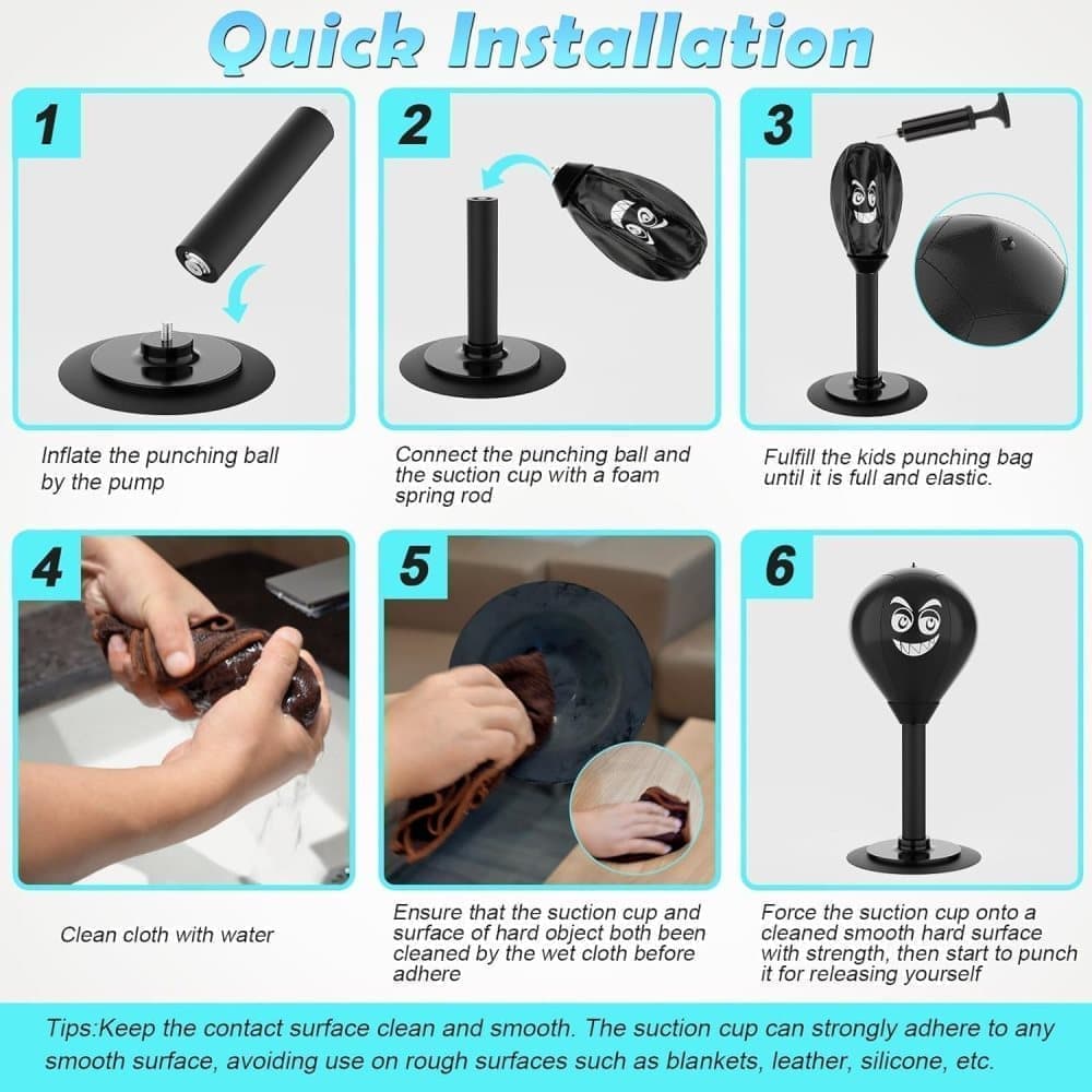 Boxing Ball for Desk - Stress Reducing Boxing Ball with Suction Cup, Stress Ball for Office, Workplace & Home, Perfect Gift Idea - Image 6