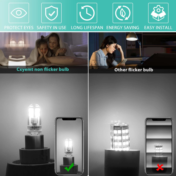 G9 LED bulbs 1.5W equivalent to 20W halogen cool white light 6000K, AC 220-240V, non-dimmable, mini bulb, flicker-free, 10-pack_max - Image 4