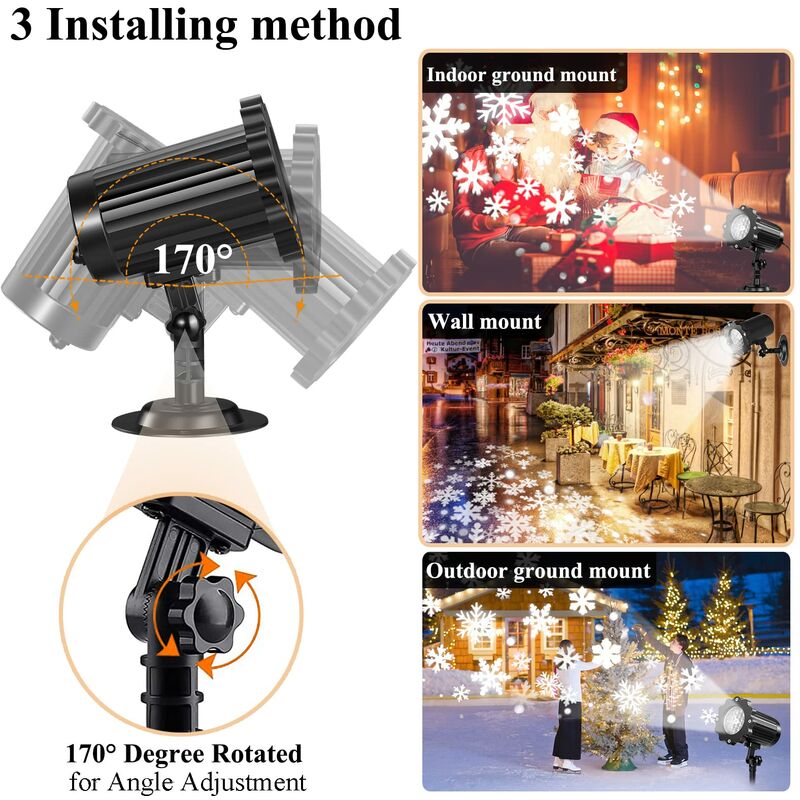 Christmas Snowflake LED Projection Lamp Outdoor IP65 Waterproof with Remote Control for Indoor Party Garden Wedding Bar - Image 2
