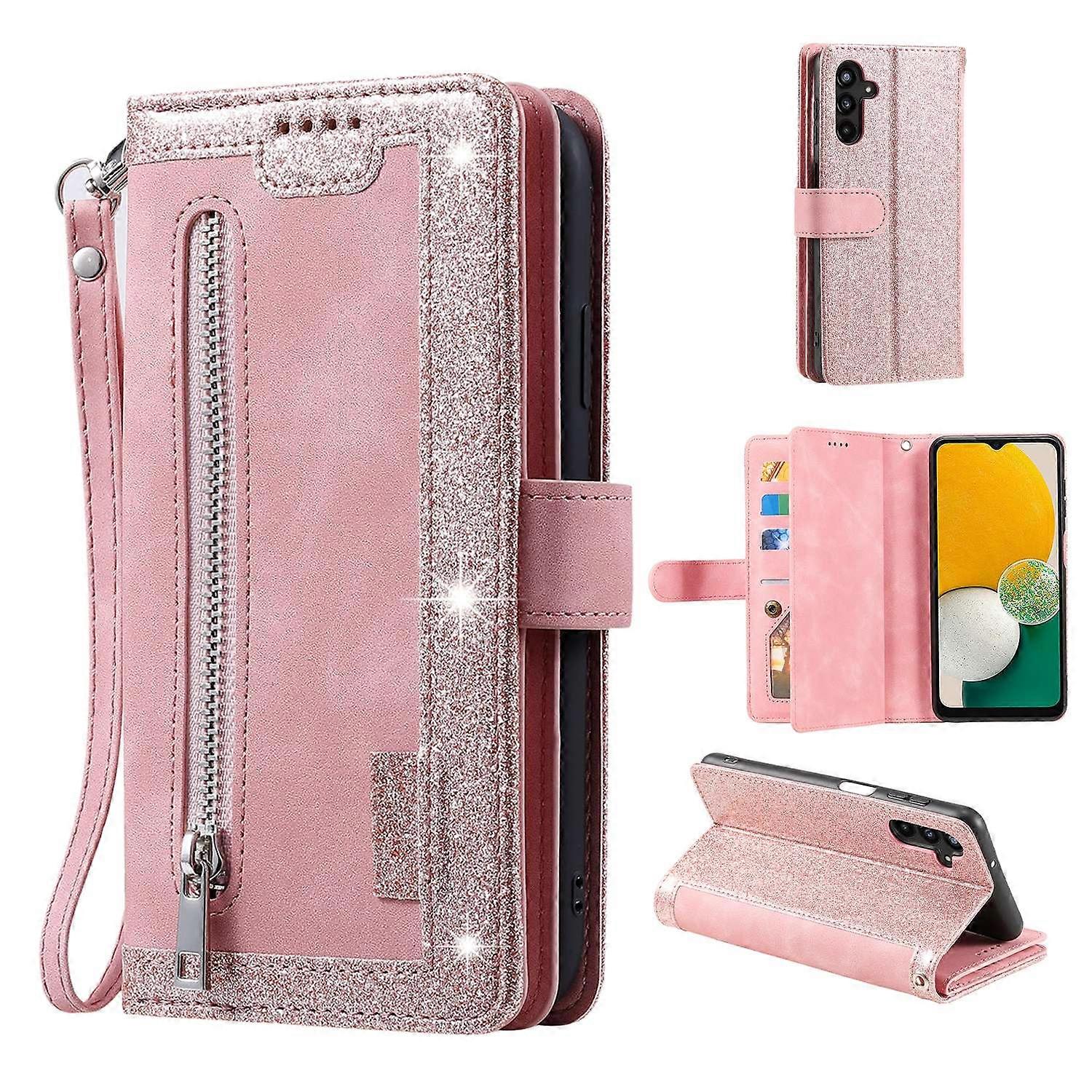 Compatible with Samsung Galaxy S25 Case PU Leather Phone Case with Zipper Wallet 9 Card Slots_yux - Image 1