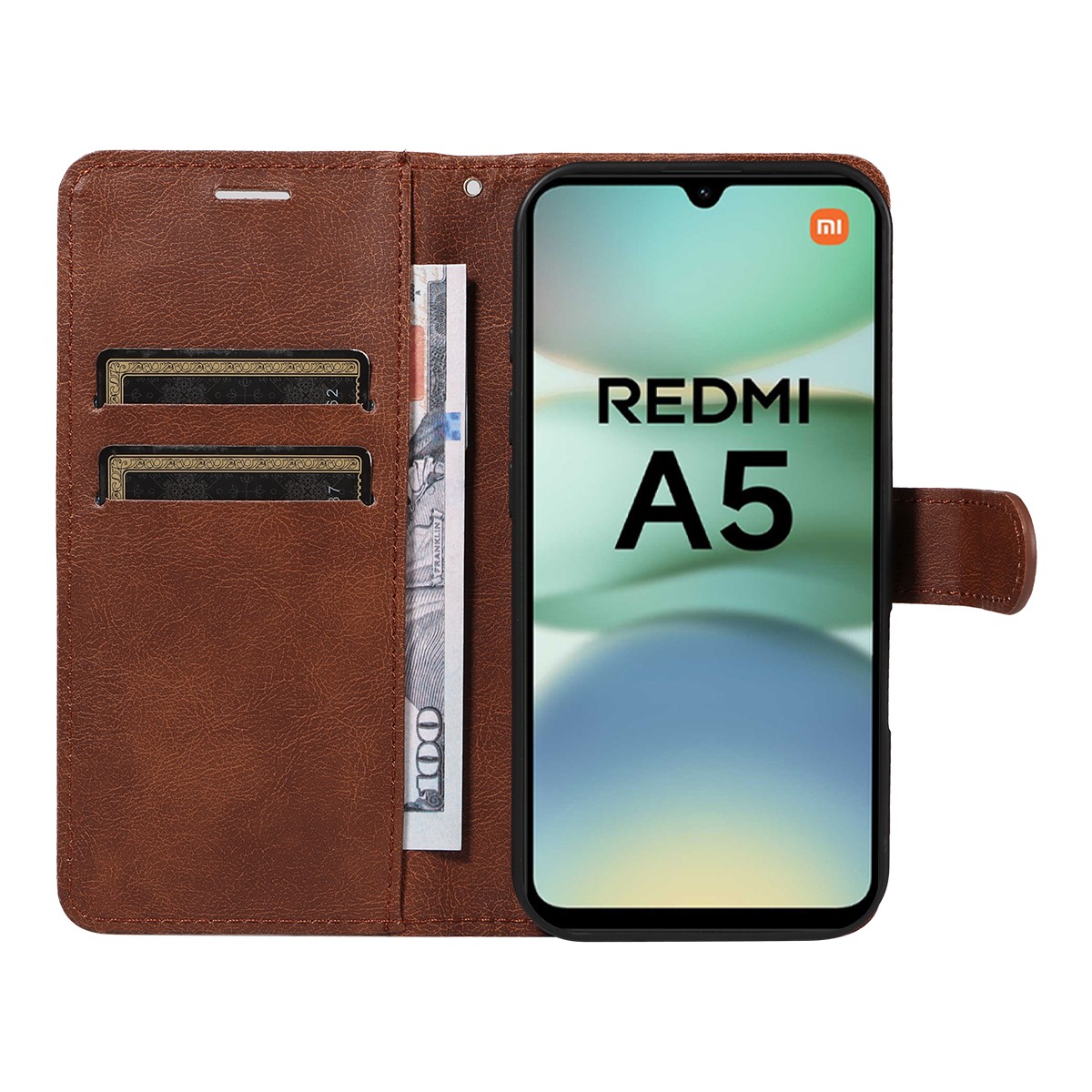 SKALO Xiaomi Redmi A5 4G PU Leather Wallet Case - More Colors_MGF Brown - Image 3