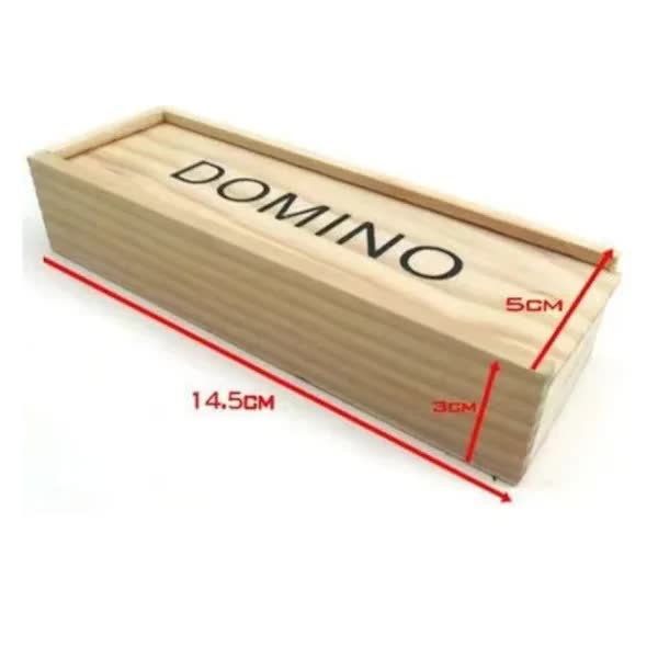 Traditional Domino Game - 28 pieces, wooden case with sliding lid for children and adults, black color, wooden game, educational aid - Image 2