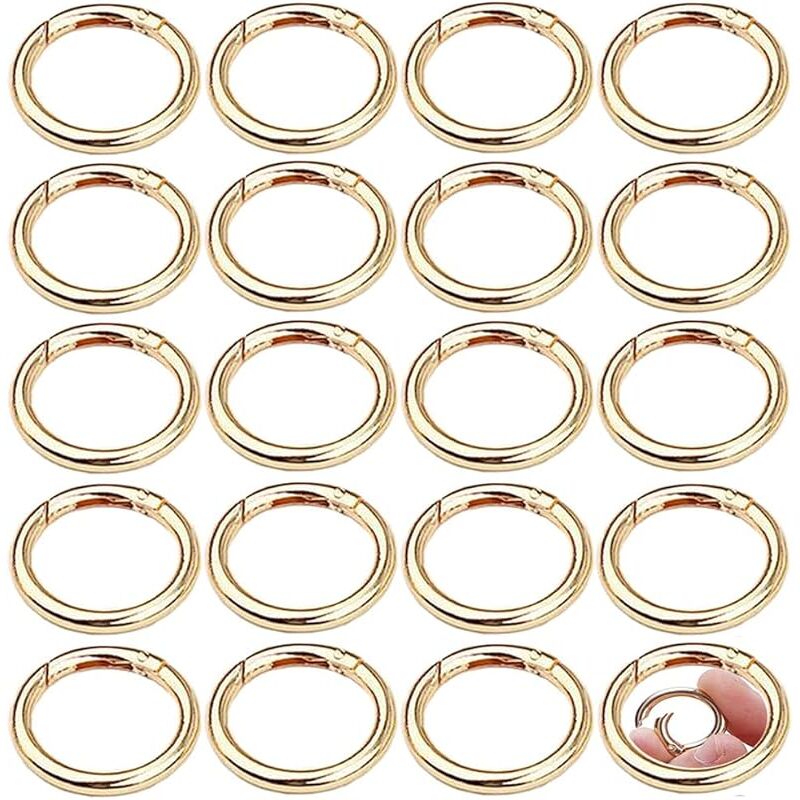 30pcs Round Carabiners 33mm Round Gold Snap Spring Ring Buckle Zinc Alloy Keychain Hook Clips for Crafts and Bag Accessories - Image 1
