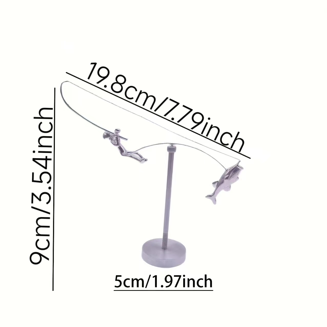 The Balancing Fisherman Sculpture - Kinetic Desk Art Decor, Office Zen Toy, Gift for Dad - Image 3