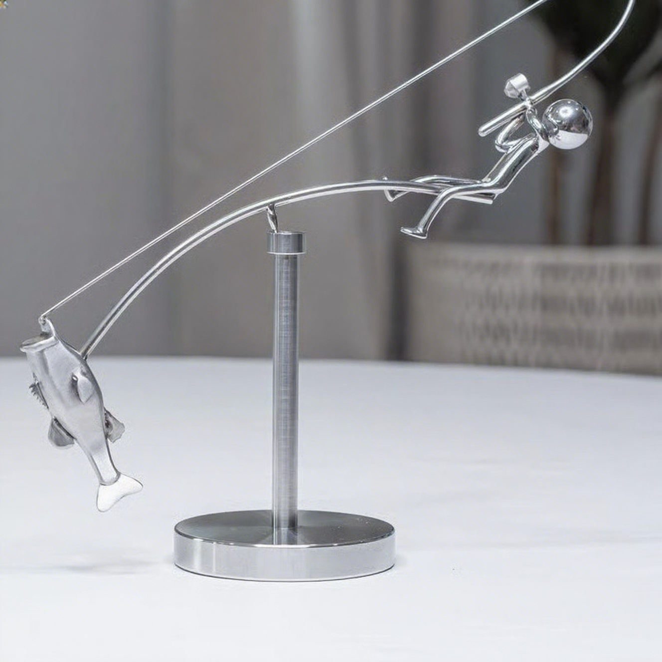 The Balancing Fisherman Sculpture - Kinetic Desk Art Decor, Office Zen Toy, Gift for Dad - Image 4
