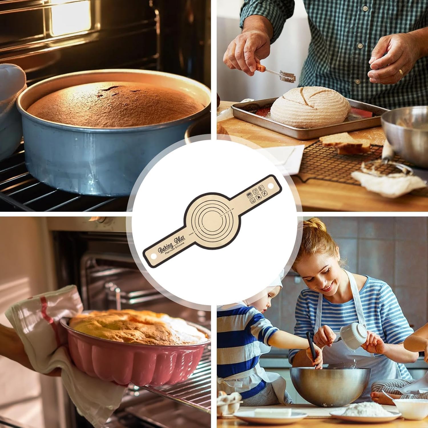 Dough Rolling Mat, Silicone Dough Mat | Foldable Silicone Bread Lifter Bread Baking Mat, Kneading Rolling Mat Silicone Bread Mat with Precise Scale_max - Image 5