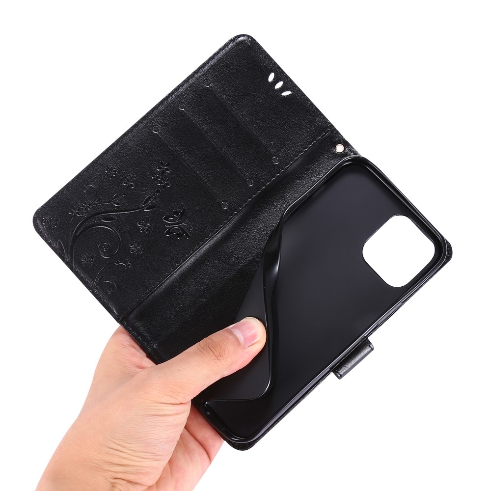 Compatible with iPhone, iPhone 12 / 12 Pro - Floral Case - Black Black Black - Image 5