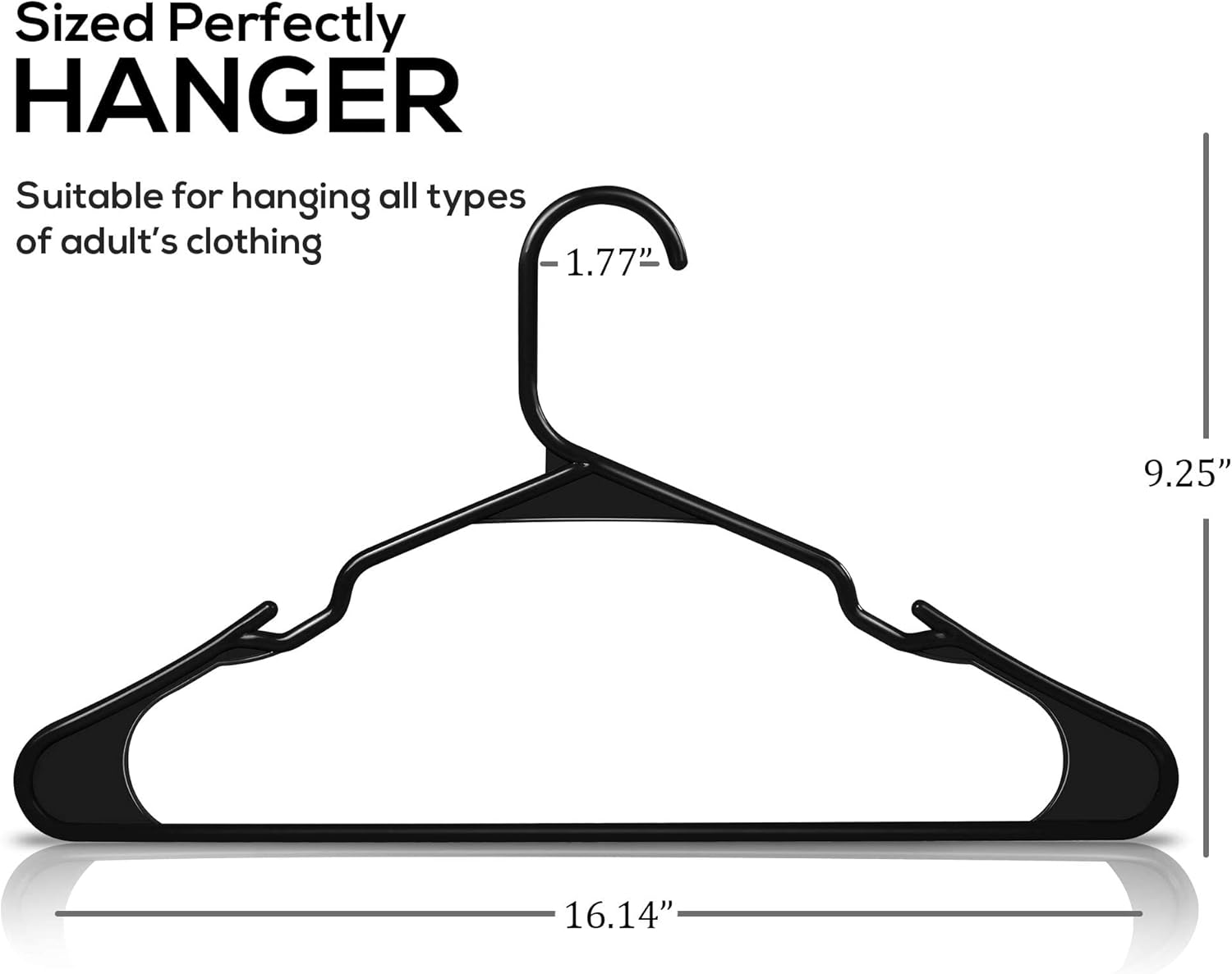 Clothes Hangers 20-pack - Space-saving plastic clothes hangers - Durable hanger with shoulder groove (black) - Image 2