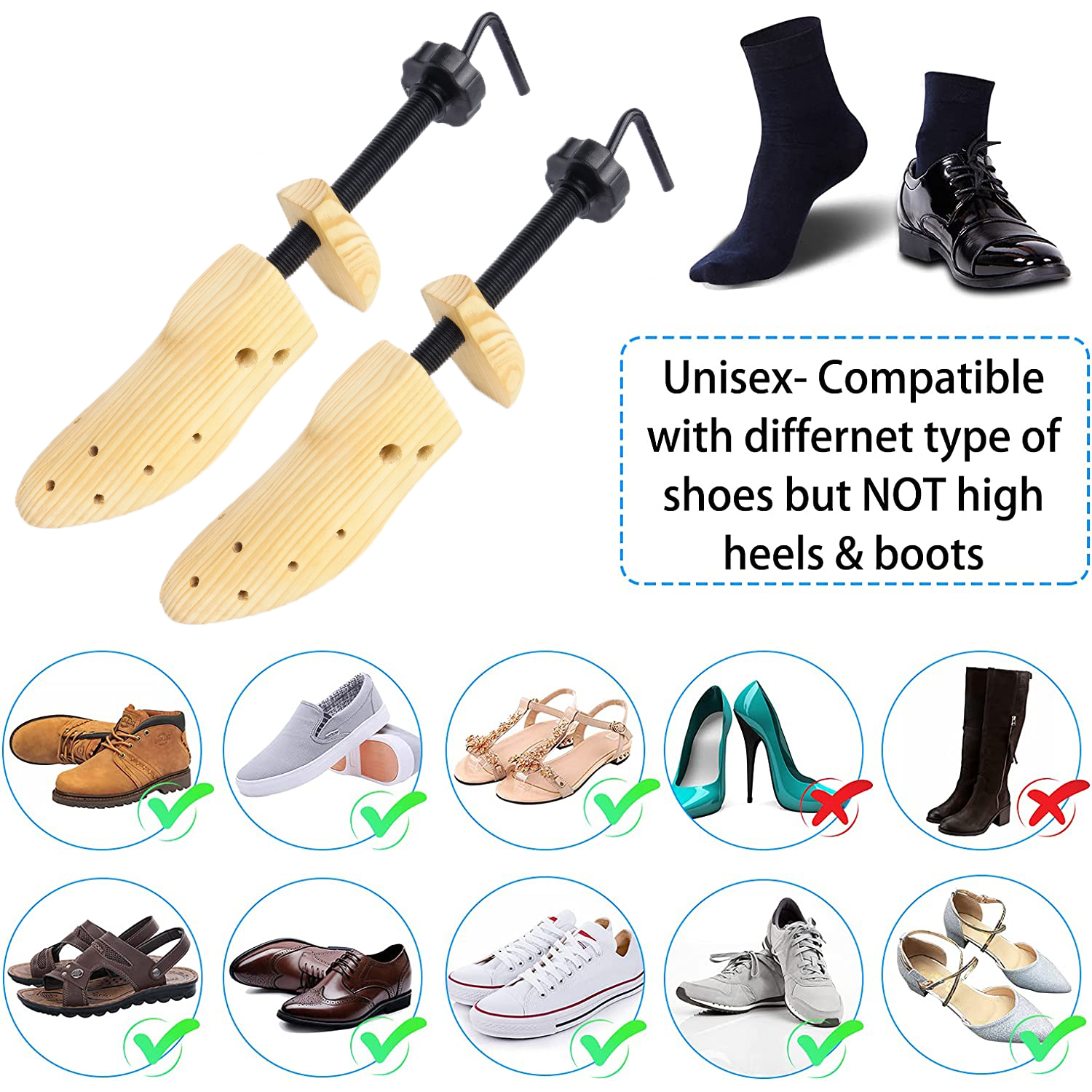 2-way wooden shoe stretcher, 2-pack_yux 39-41 - Image 4