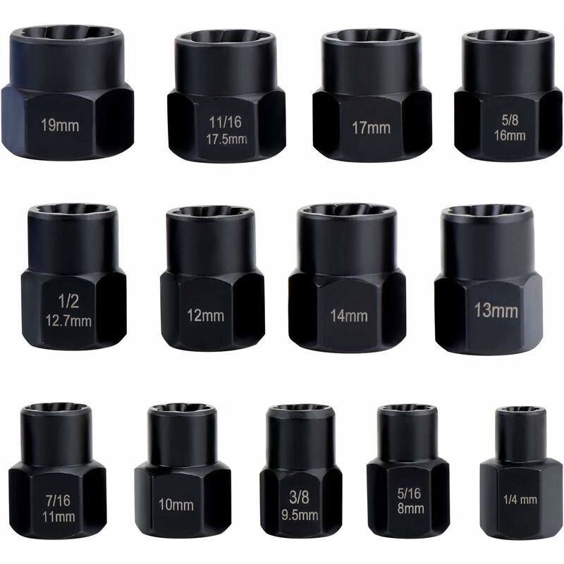 Socket wrench sets, nut extractor, socket for damaged bolts (13 pieces) - Image 2