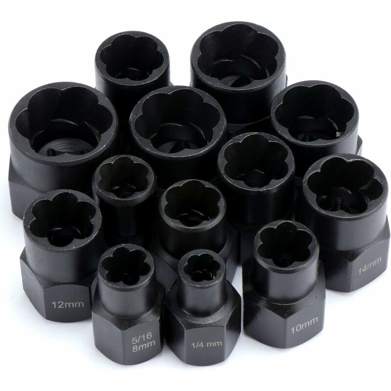 Socket wrench sets, nut extractor, socket for damaged bolts (13 pieces) - Image 3