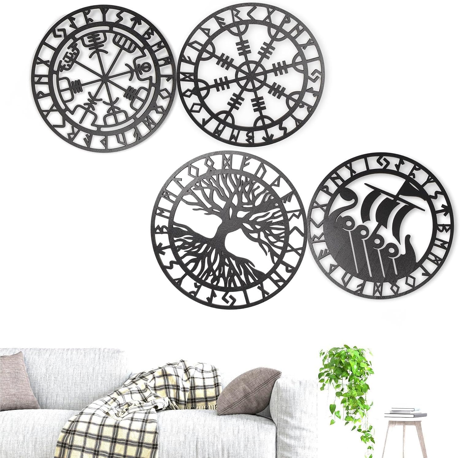 Metallic Viking Wall Art | Nautical Nordic Compass Decor for Bedroom or Living Room - Image 1