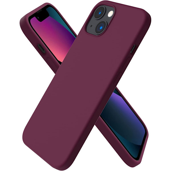 iPhone 13 Case, Liquid Silicone Case for 6.1 inch iPhone 13, Ultra Thin Case, Full Coverage Shockproof Protective Soft Case Red Red wine - Image 1