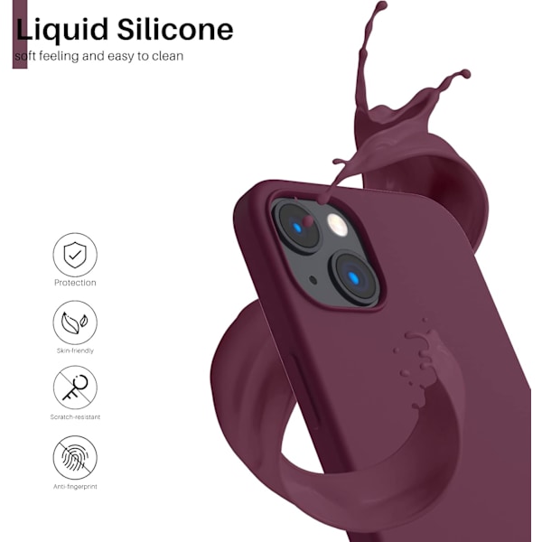 iPhone 13 Case, Liquid Silicone Case for 6.1 inch iPhone 13, Ultra Thin Case, Full Coverage Shockproof Protective Soft Case Red Red wine - Image 3