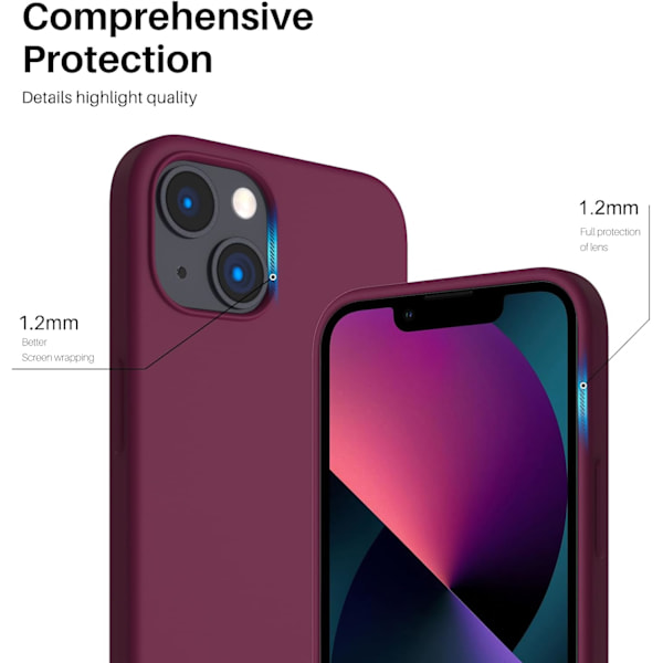 iPhone 13 Case, Liquid Silicone Case for 6.1 inch iPhone 13, Ultra Thin Case, Full Coverage Shockproof Protective Soft Case Red Red wine - Image 4