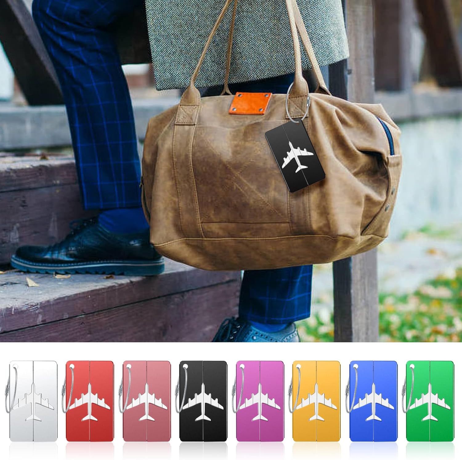pcs Luggage Tags, Suitcase Tags, Luggage Labels Tags Aluminum Metal with Name ID Address Card - Image 3