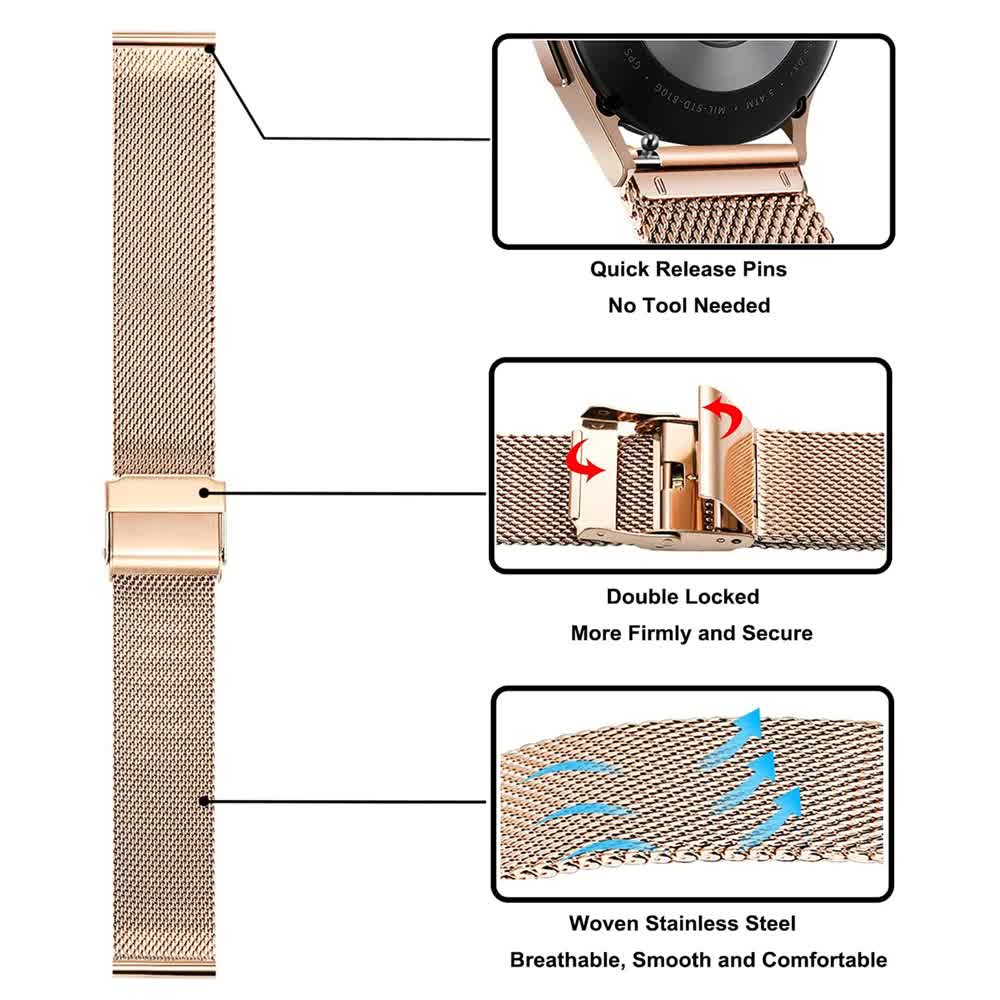 Compatible with Samsung Galaxy Watch 4 5 6 Bracelet Case 40mm 44mm Mesh Loop Stainless Steel Strap Bling Case Gold Set watch6 40mm - Image 4