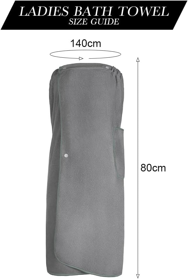 Sauna Skirt, Women's Sauna Skirt with Pockets, Long Sauna Towel for Women, Sauna Skirt with Buttons for Women, Sauna Towel for Women Grey - Image 2