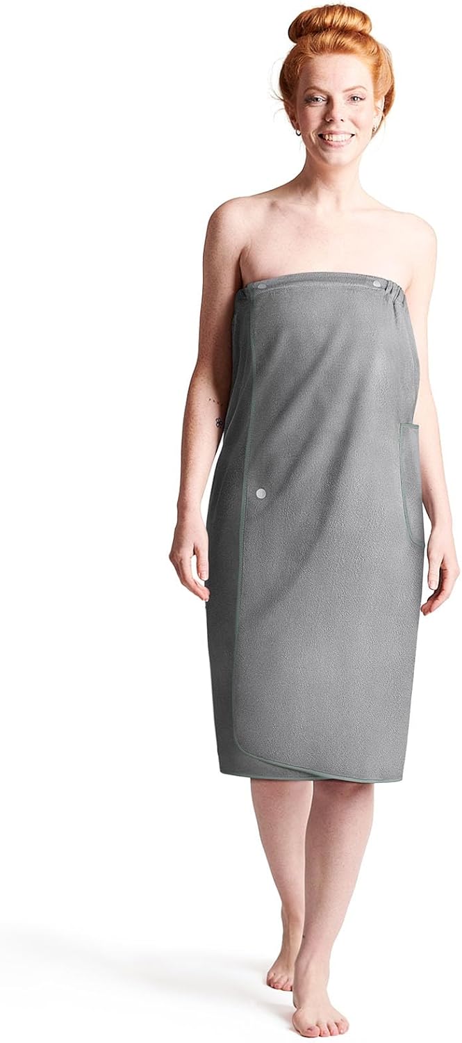 Sauna Skirt, Women's Sauna Skirt with Pockets, Long Sauna Towel for Women, Sauna Skirt with Buttons for Women, Sauna Towel for Women Grey - Image 8