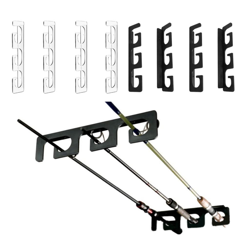 Set of fishing rod holders for garage, 6 rods - Fishing rod holders for wall and ceiling, fishing rod storage 0.46 Black - Image 2