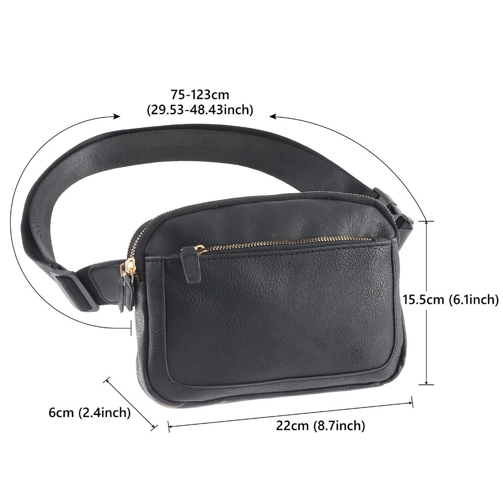 Women PU Leather Belt Bag Crossbody Waist Bag Travel Bag Brown - Image 5