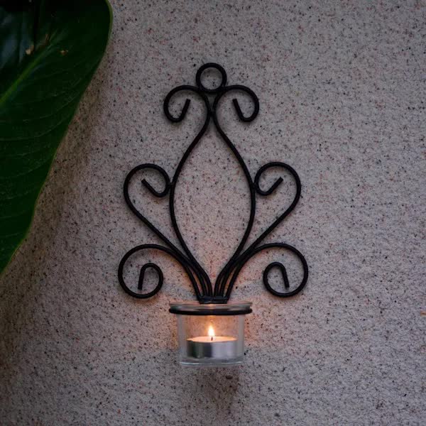 Vintage Iron Wall Candle Holders, Creative Iron Candlesticks - Image 2