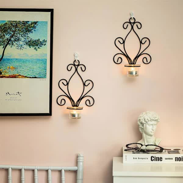 Vintage Iron Wall Candle Holders, Creative Iron Candlesticks - Image 3