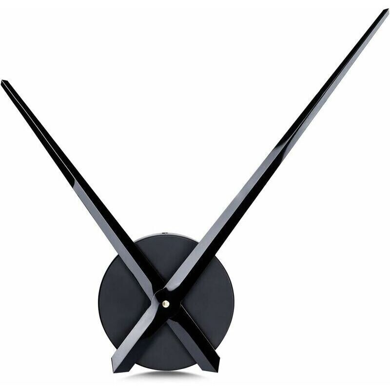 Large Black Wall Clock with Single Hand without Numbers, Clock Mechanism with High Longitudinal Shaft and 31.5 cm Long Hands- - Image 1
