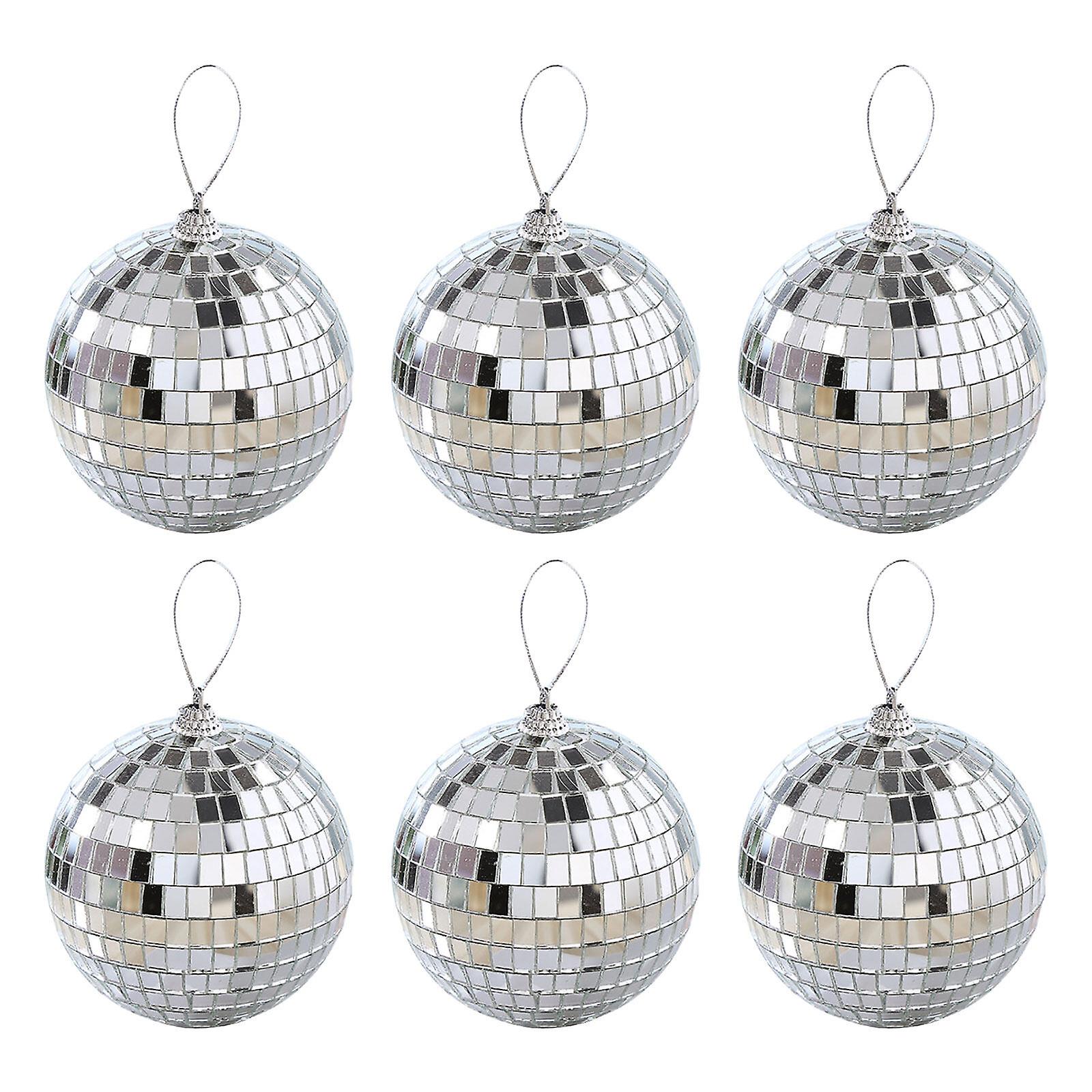 6/12 pcs Mini Disco Ball Party Decorations Silver Mini Plastic Ornaments Small Disco Balls Silver Silver_MGF Silver 6CM - Image 1