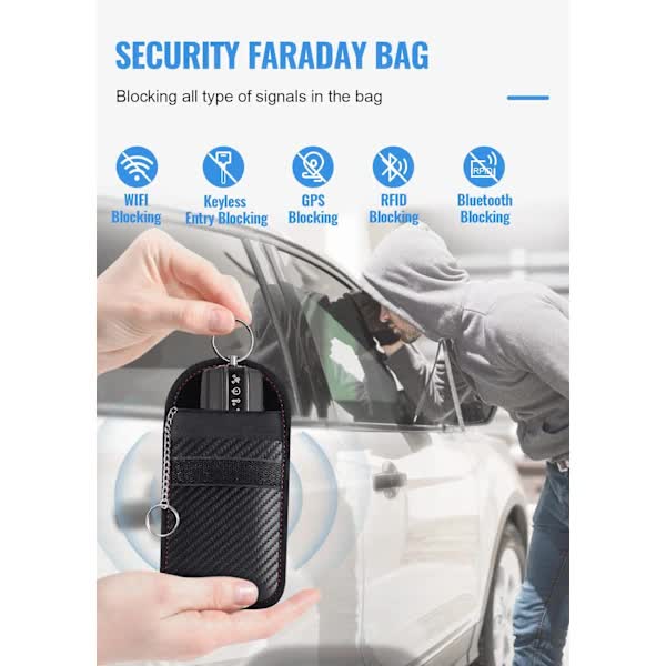 2-Pack Faraday Car Key Case | Signal Blocking Car Key Pocket | Keyless Car Key Case - Image 2