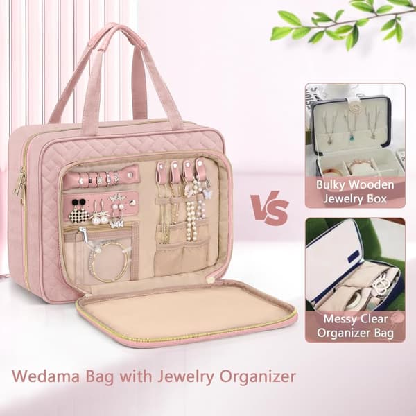 Toiletry Bag - Hanging Travel Toiletry Bag - Large Makeup Bag - Simple - Pink - Image 3
