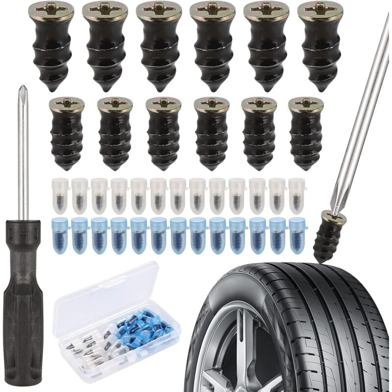 30pcs Rubber Nails for Car Motorcycle Tire Repair with Screwdriver Compatible with Cars Motorcycles 15 Small 15 Large - Image 1