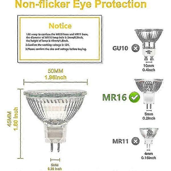 MR16 spotlight bulb 12V 20W GU5.3 dimmable 2-pin halogen bulb warm white light 2700K 12-pack - Image 2