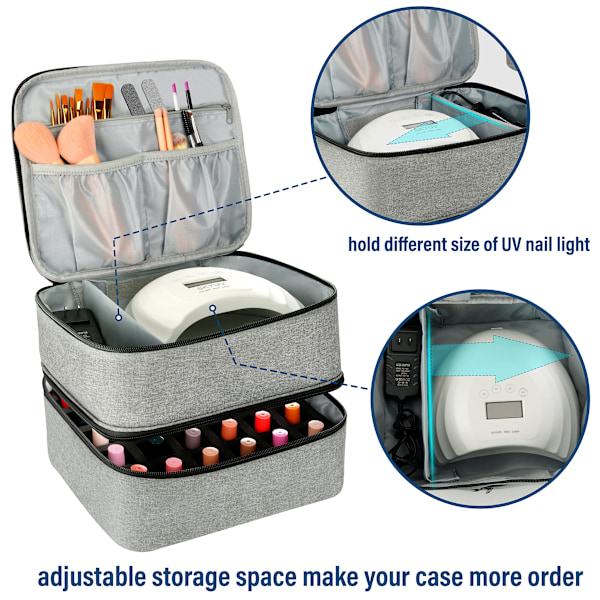 Nail Polish Storage Case with UV Light - Professional Organizer for Nail Kits, Gray_yux - Image 2