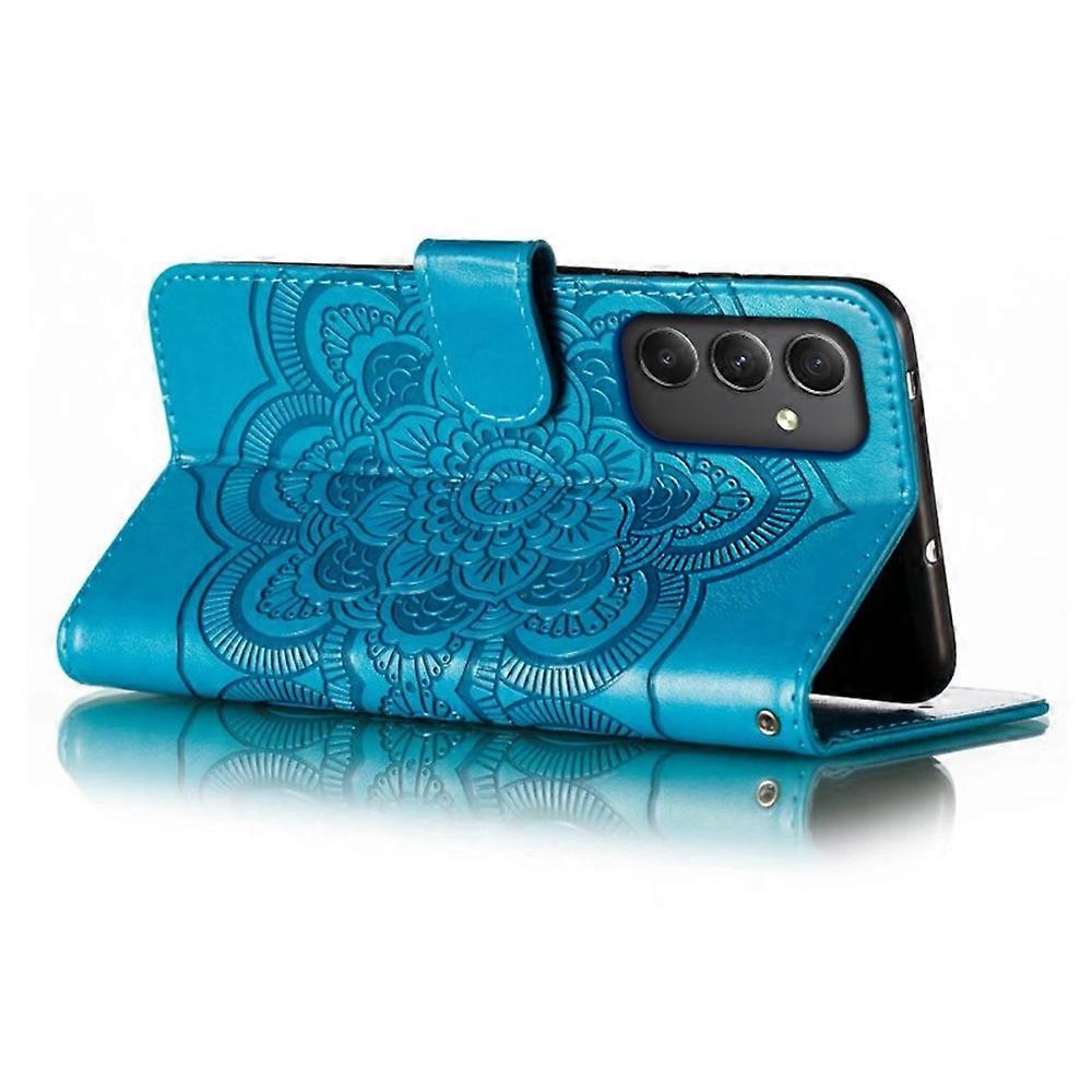 Samsung Galaxy A56 5G Case - PU Leather Mandala Embossed Wallet Case Multicolor_yux Multicolor Blue - Image 4