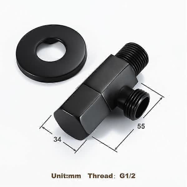 Black Shut-off Valve Angle Faucet Brass Diverter Toilet Valve Shower Nozzle Connector Solid Brass Coupling Faucet Bracket - Image 2