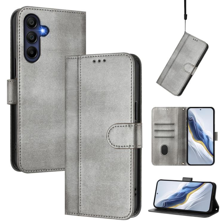Samsung Galaxy A17 5G Case in Retro Leather with Line Stitching Grey_max Grey - Image 1