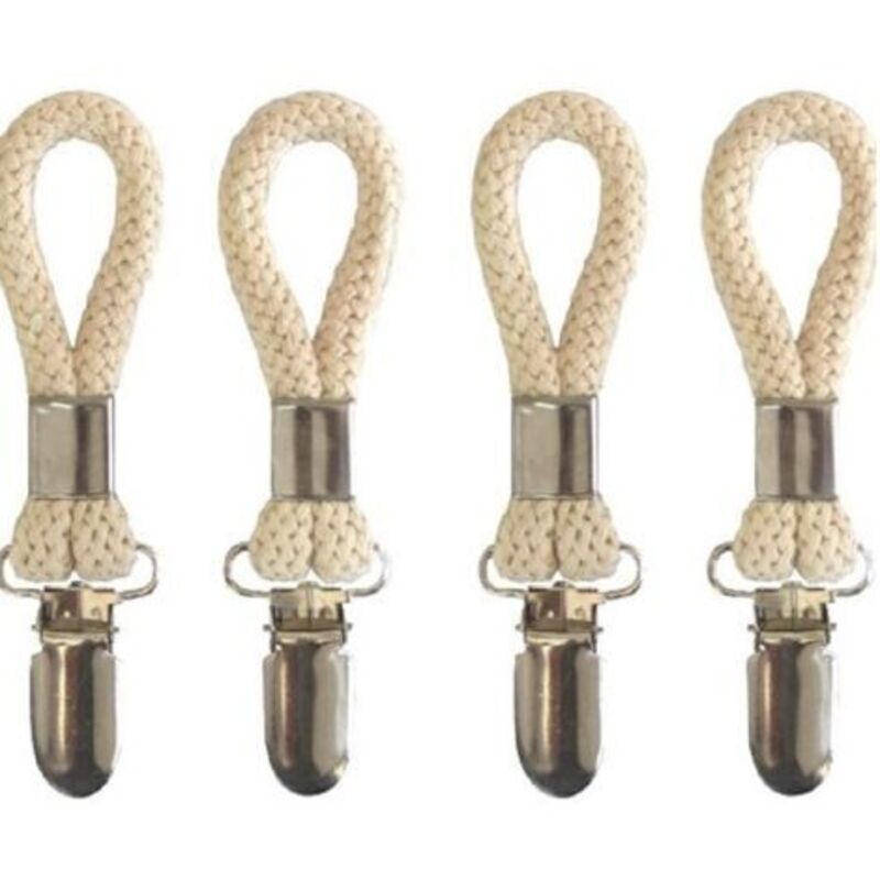Towel Clamps 5-Pack Metal Towel Hooks for Kitchen Bathroom with Braided Cotton Holder Compatible with Dishcloths - Image 1