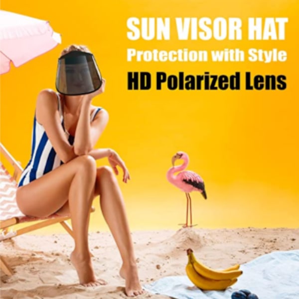 Visor Hat with HD Polarized Lenses, UV Protection, Adjustable Sweatband, Outdoor, Golf, Beach (Pink) - Image 3