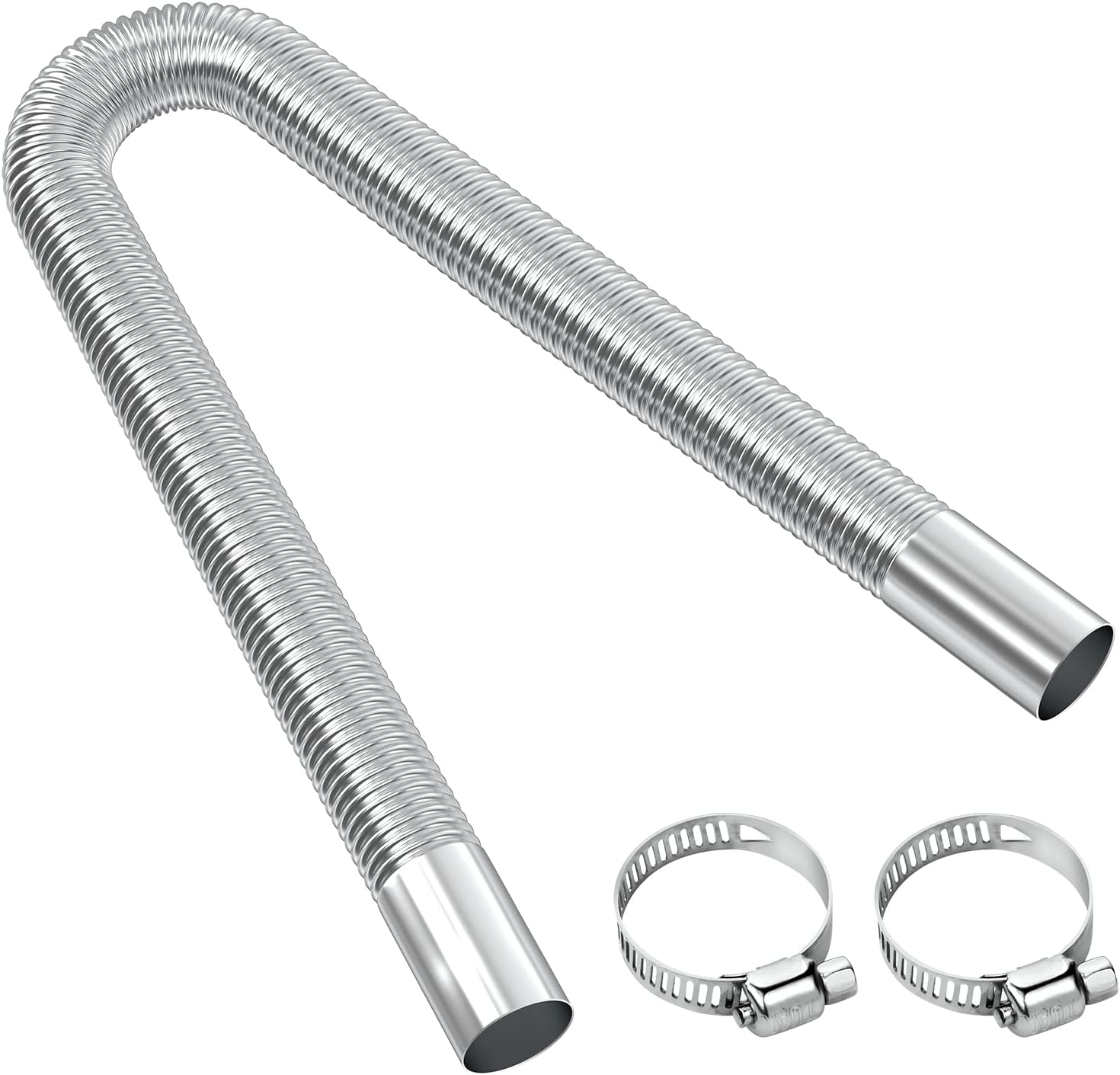Exhaust pipe for parking heater, 60 cm stainless steel exhaust pipe car exhaust pipe with 2 stainless steel clamps for diesel heater_sai 60cm - Image 1