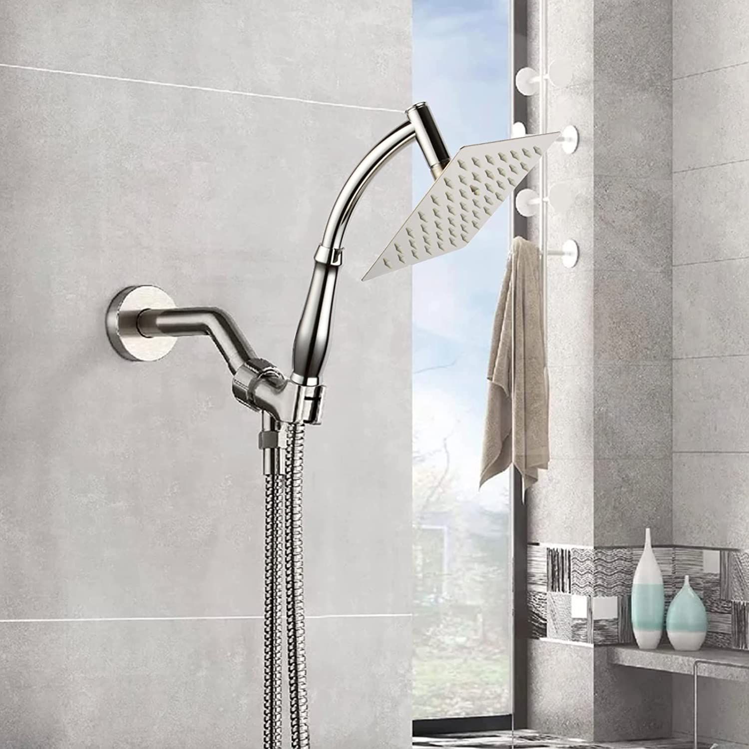Powerful Rain Shower Head - High Pressure Rain Shower Heads - Large Square Shower Head with Chrome Finish - Universal Replacement Shower Accessories - Image 2