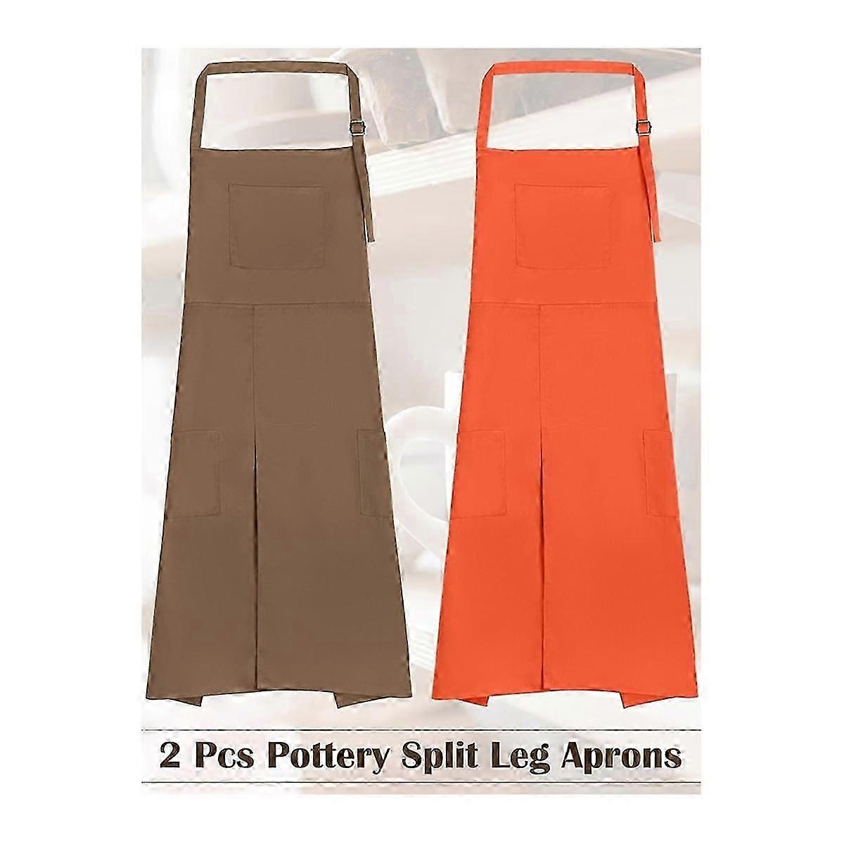 2pcs Ceramic Aprons with Split Legs Ceramic Aprons Split Legs Long Ceramic Aprons for Women Men DIY Cera (FMY)_qcx - Image 4