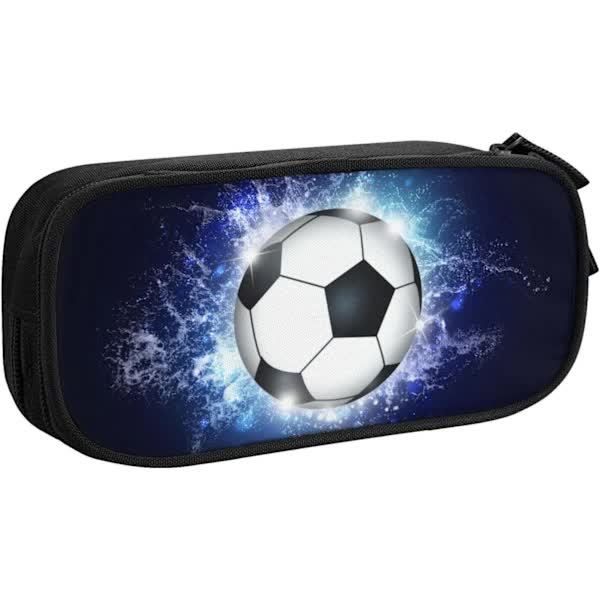 NA/Blue sports pencil case with soccer theme, spacious and durable pencil case with zippers, soccer pencil case Soccer Blue Soccer,y - Image 1