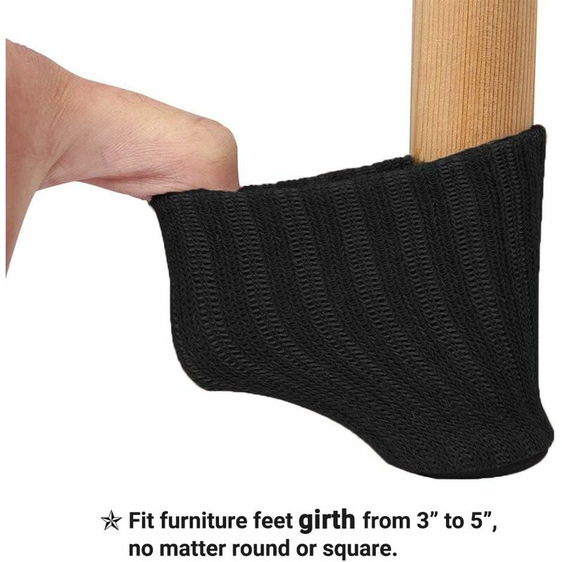 24 pcs Felt Chair Socks, Furniture Table Covers Protectors for Legs Feet Floors - Prevents Scratches and Noise (Black) - Image 2