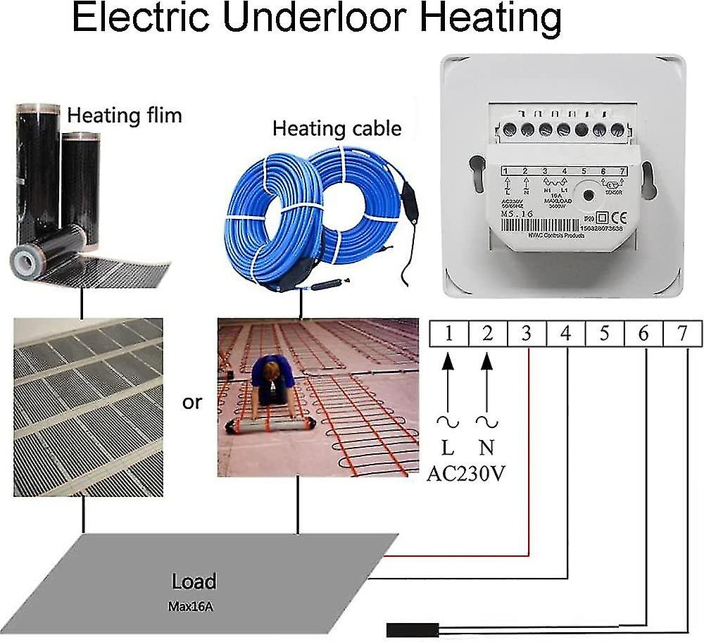 Manual Electric Underfloor Heating Thermostat with AC 220v 16a Probe, Mechanical Underfloor Heating Thermostat Control [Energy Class A+++] (x) - Image 4