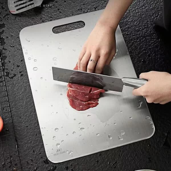 Titanium Cutting Board, Stainless Steel Cutting Board, Double Sided Titanium Compatible with Cutting Meat, Cutting Board Compatible with Fruit, 34x23cm-FD17--FA- - Image 3