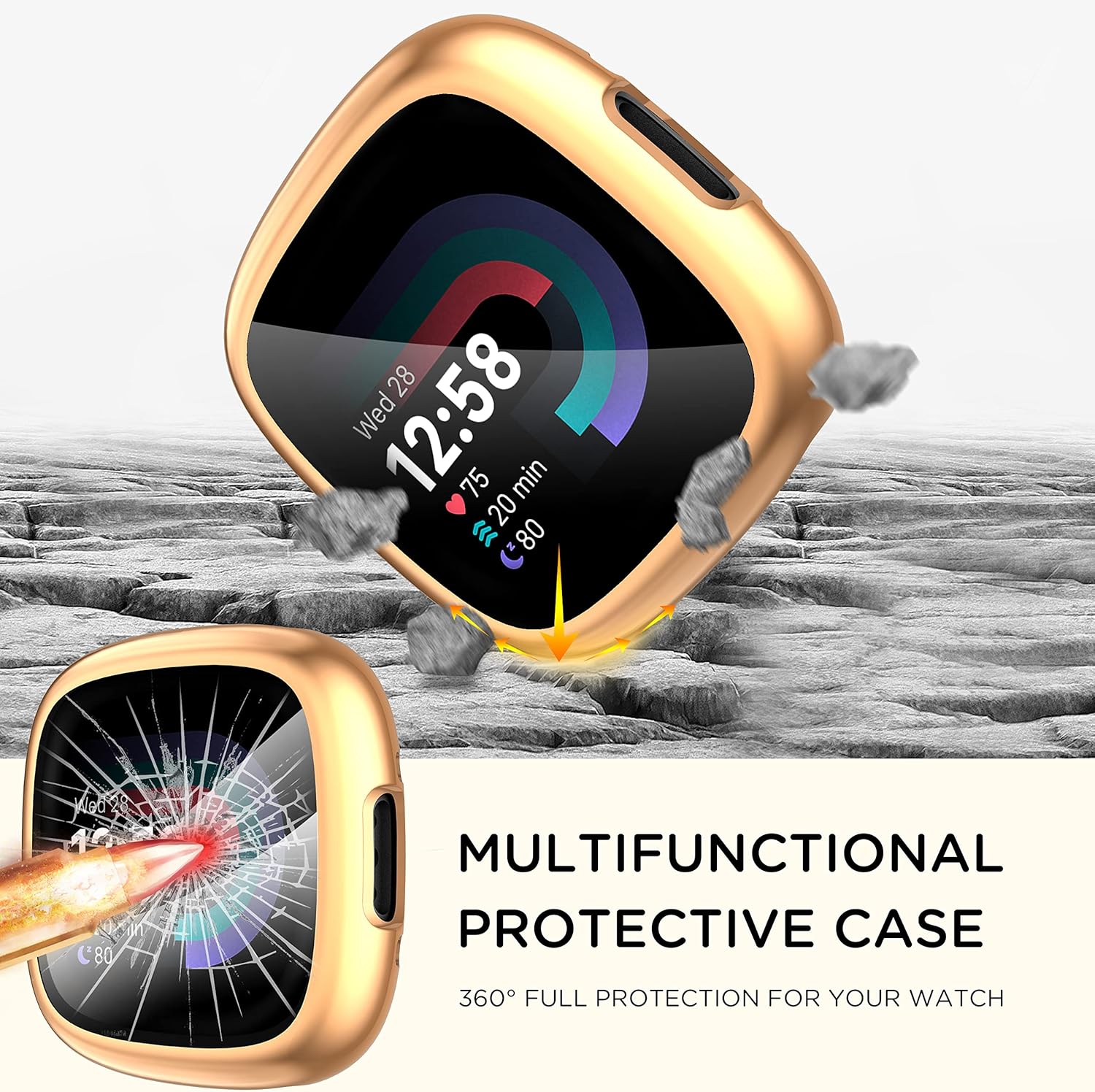 Diruite 4-Pack Case for Fitbit Versa 4/Sense 2 Screen Protector, HD Shockproof Soft TPU Full Protection Screen Protector Case for Fitbit V_qcx - Image 4
