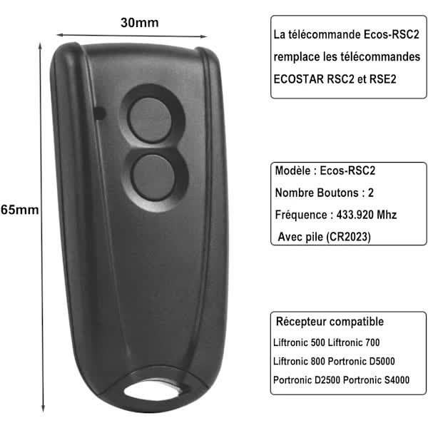 RSC2 Garage Door Remote Control Ecostar 433Mhz Remote Control Compatible with Ecostar Hormann: RSC2, RSE2 RSZ1, AGS: RSC2 - Image 3