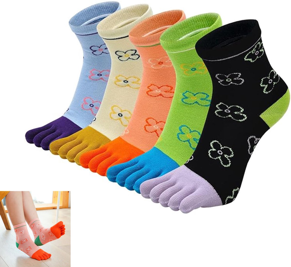 pairs - Toe socks - Toe socks - Women's toe socks - Cotton socks - Sports socks - Yoga socks - Image 1