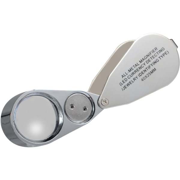 Jewelers Loupe 40X Magnification Metal Foldable Loupe with LED & UV Light - Image 2